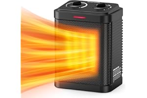 PEREYSI 1500W Small Space Heater for Indoor Use, PTC Ceramic Space Heater with Thermostat, 3 Modes, Safety Quiet Heating, Multiple Protection, Portable Heater for Office Room Desk Use