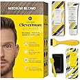 Cleverman Medium Blond All-in-One Reusable Kit for Men's Natural-Looking Gray Coverage - Professional-Quality Hair, Beard & Mustache Color, Ammonia-Free