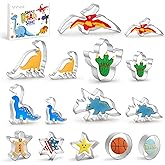 Dinosaur Cookie Cutters Set, 15-Piece Large Stainless Steel Molds - T-Rex, Brontosaurus, Triceratops, Pterodactyl, Footprint - Perfect for Kids Themed Birthday Party, Baking, Sandwiches, and DIY Fun
