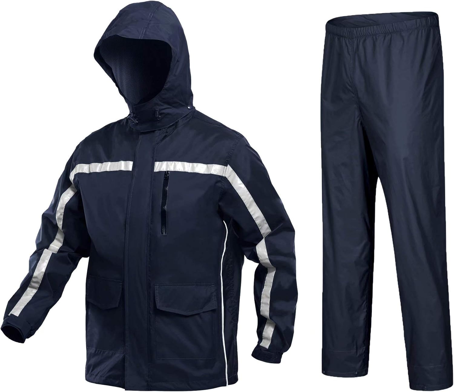 MAGCOMSEN Men's Rain Suits Waterproof Hooded Hiker Raincoats with Pants Work Fishing Rain Gear Jacket: Clothing