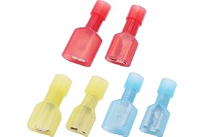 RUIKARHOP 100PCS Spade Disconnect Wire Connectors,Fully Insulated Male Female 10-12 14-16 16-22 Gauge Nylon Quick Electrical Crimp Cold-Pressed Terminals