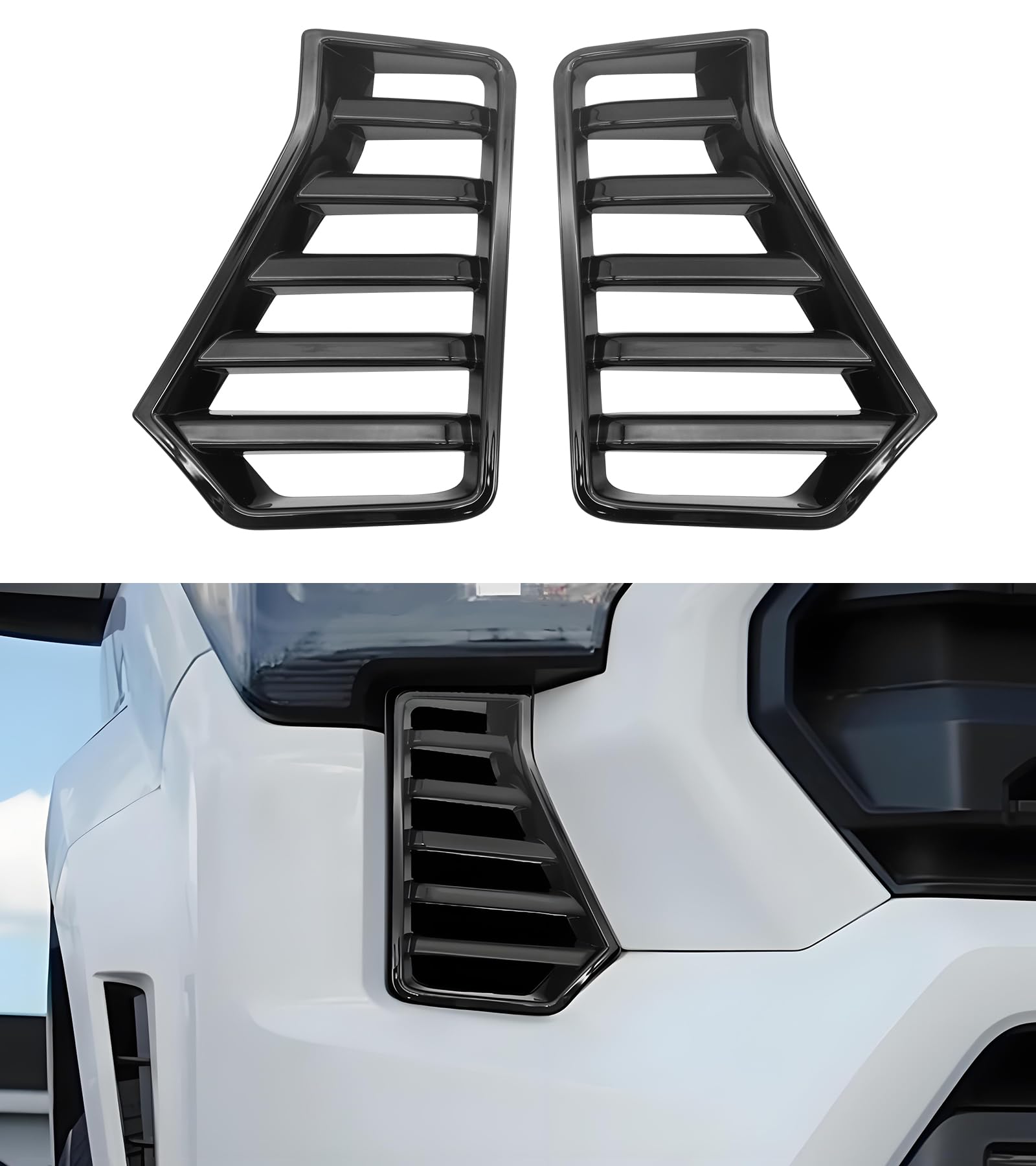 Photo 1 of Front Bumper Headlight Side Vent Cover Trim Compatible with 4th Gen Toyota Tacoma 2024 2025, Mesh Grille Grid Inserts Air Intake Vent Grille Decorative Frame Exterior Accessories (Glossy Black)