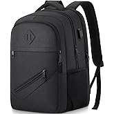 Backpack for Men and Women, School Backpacks for Teen Boys Girls, Water Resistant Sturdy Anti Theft Travel Laptop Backpack, Black Student Bookbag Fits 15.6 Inch Laptop with USB Charging Port, Gifts