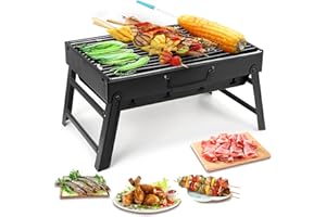 Uten Charcoal Grill, BBQ Grill Folding Portable Lightweight smoker Grill, Barbecue Grill Small desk Tabletop Outdoor Grill for Camping Picnics Garden Beach Party 17''x11.6''x 2.6''
