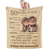 Antonia Bellamy 50th Anniversary Blanket Gifts, Golden 50th Wedding Anniversary Couple Gifts for Husband, Wife, Dad, Mom, Grandpa, Grandma, Grandparents, 50 Years of Marriage Gift Blanket 60"X 50"