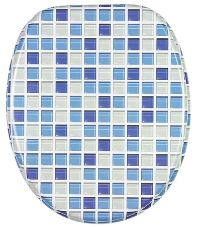 Sanilo WC Sitz mit Absenkautomatik Mosaik Blau | hochwertige Oberfläche | einfache Montage | stabile Scharniere A914079