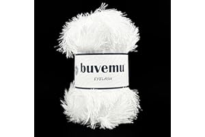 Buvemu Eyelash Fun Fur Yarn 100 Gram (3.53 Ounces) 175 Yards (160 Meters) (Optical White)