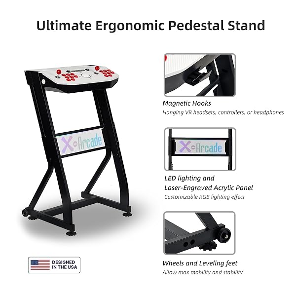 X-ARCADE VIRTUAL REALITY ARCADE MACHINE COMPATIBLE WITH META QUEST 2 AND 3/3S HEADSETS RETRO GAME MACHINE 2 PLAYER FIGHTSTICK VIDEO GAME CONTROLLER WITH TRACKBALL AND PEDESTAL STAND FOR PC MAC VR MR READY (ARCADE2TV-XR)