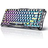 GravaStar Mercury K1 Lite 75% Gaming Keyboard, 2.4GHz/BT/Wired Tri-Mode Wireless Keyboard, Gasket Hot Swappable Mechanical Keyboard, Pre-lubed Linear Switches, RGB Backlit (Transparent Black)