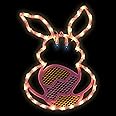 Northlight Lighted Pink Bunny with Easter Egg Window Decoration - 17"