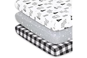 The Peanutshell 3-Pack Fitted Playard Sheets - Soft & Breathable Baby Boy or Girl Mini Crib Sheets, Pack N Play Mattress, Fits Standard Playard Pack Play Mattresses - Woodland