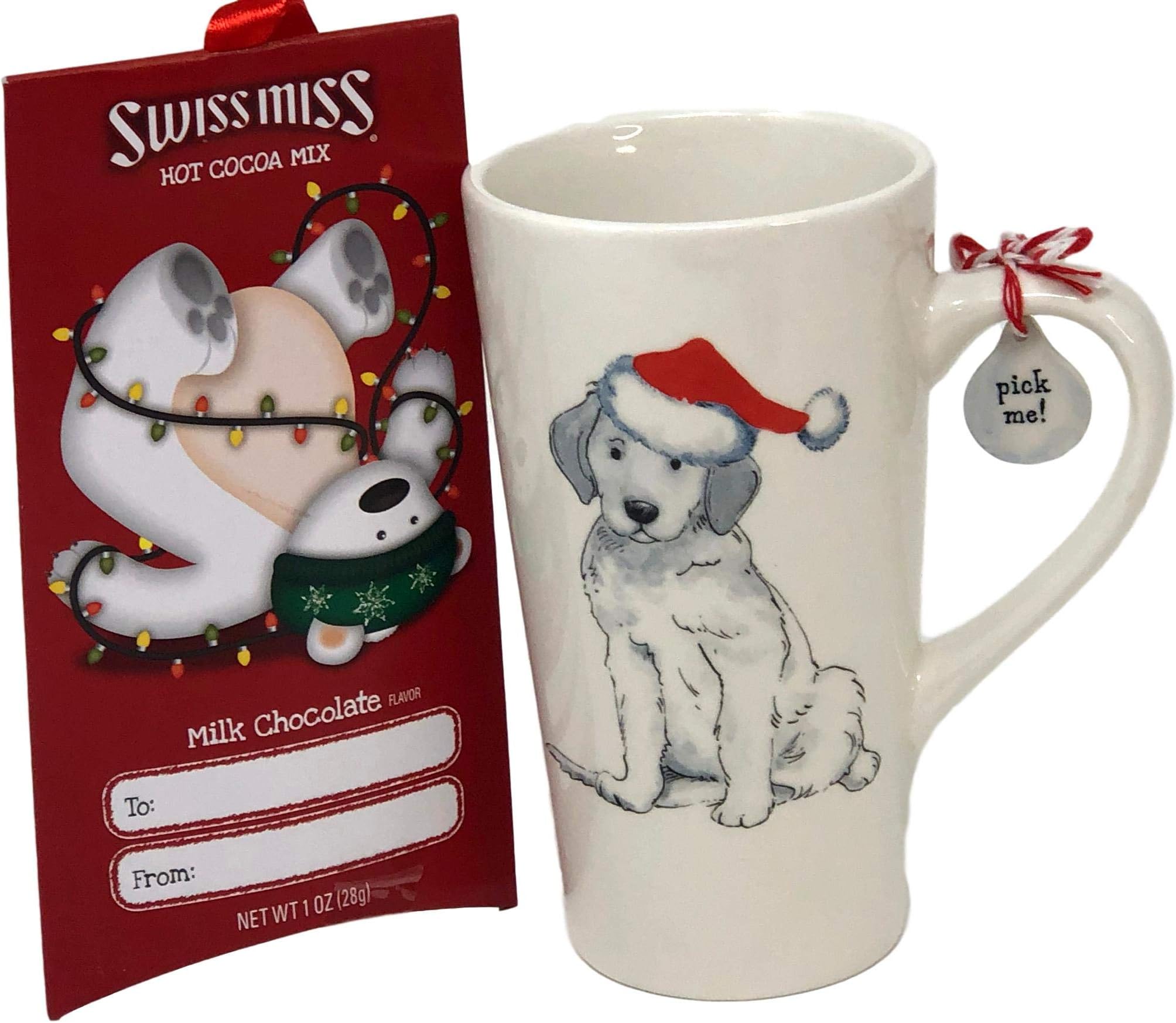 Department 56 Fetch The Spirit Retriever Mug + Swiss Miss Milk Chocolate Hot Cocoa Mix Gift Bundle