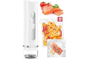 Fiii Portable Vacuum Sealer for Food, Compact Vacuum Sealer with Visible Water Tank, 30 Reusable Vacuum Bags, Handheld Sealer Machine, Pure White