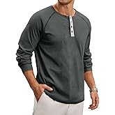 Men's Henley Shirt Long Sleeve Soft Stretch Button T-Shirt Casual Stylish Henley Pullover Shirts