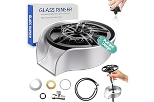 MQFORU Glass Rinser for Kitchen Sink, High Pressure 360 Degree Rotating Spout Glass Rinser with Pull-out Spray Gun Design, Glass Cup Cleaner Sink Attachment Washer Baby Bottle, Glass Cup, Wine Glass (Silver)