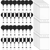 100 Pack Retractable Badge Reel Clips with 100 Pack Vertical ID Card Holders Retractable Badge Holders with Clip ID Badge Clips with Name Card Holder for Nurses Office School,Black