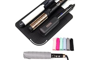 ANGENIL Large Heat Resistant Silicone Mat Sleeve Pad for Hair Straightener Curling Irons Styling Tools, Titanium Ceramic Flat Iron Mat Travel Anti Scald and Heat Resistant Pad, Max-Size 11.02" x 7.9"