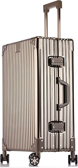 Amazon スーツケース キャリーバッグ キャリーケース フルアルミ仕様 機内持込 超軽量 耐衝撃 ビジネス 出張 ５色２サイズ対応 日本メーカー ゴールド Lサイズ 70l スーツケース