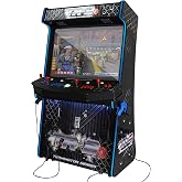 Creative Arcades Full-Size Commercial TR2 Classic Slimline Arcade Machine, 2 Lightguns, Stand-up Arcade 4 Player 43" LCD HD Monitor 9043 Games, 7 Color LED, 2 Tall Stools (Black Metal)