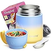 ChugJug Thermo for Hot Food for Adults Kids | Wide Mouth, 18 oz Insulated Food Jar with Spoon, Leakproof Soup Thermo for School Office Travel, Thermal Steel Lunch Container Easy to Carry (Light Blue)