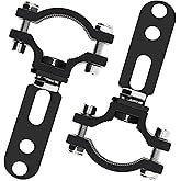 Light Bar Mounting Brackets, Aluminum Auxiliary Tube Clamps for Motorcycle | 0.72-1.06 in/18.5-27mm tubes. 360&deg; Swivel vertical/horizontal adjustment.Fits handlebars/forks/bumpers/roll bars/roof racks.
