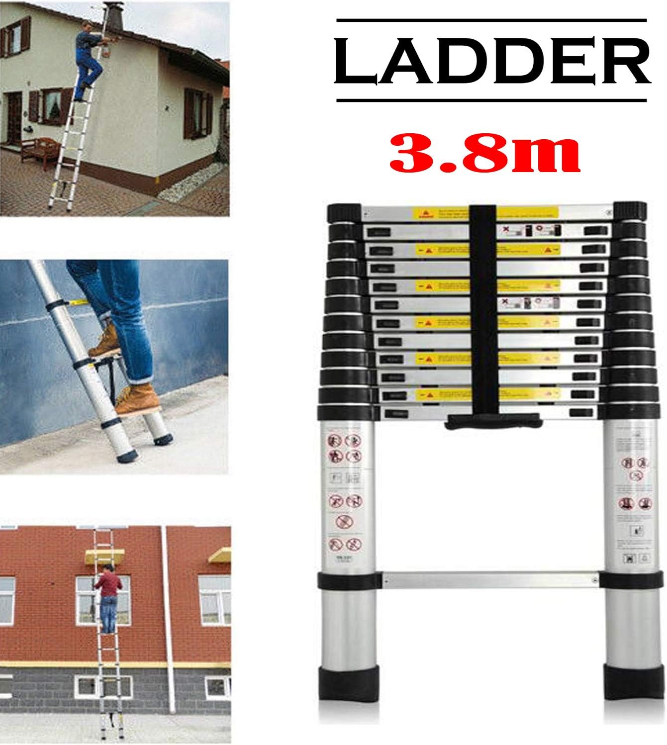 12.5ft Aluminum Telescoping Ladder, Extendable Folding Step