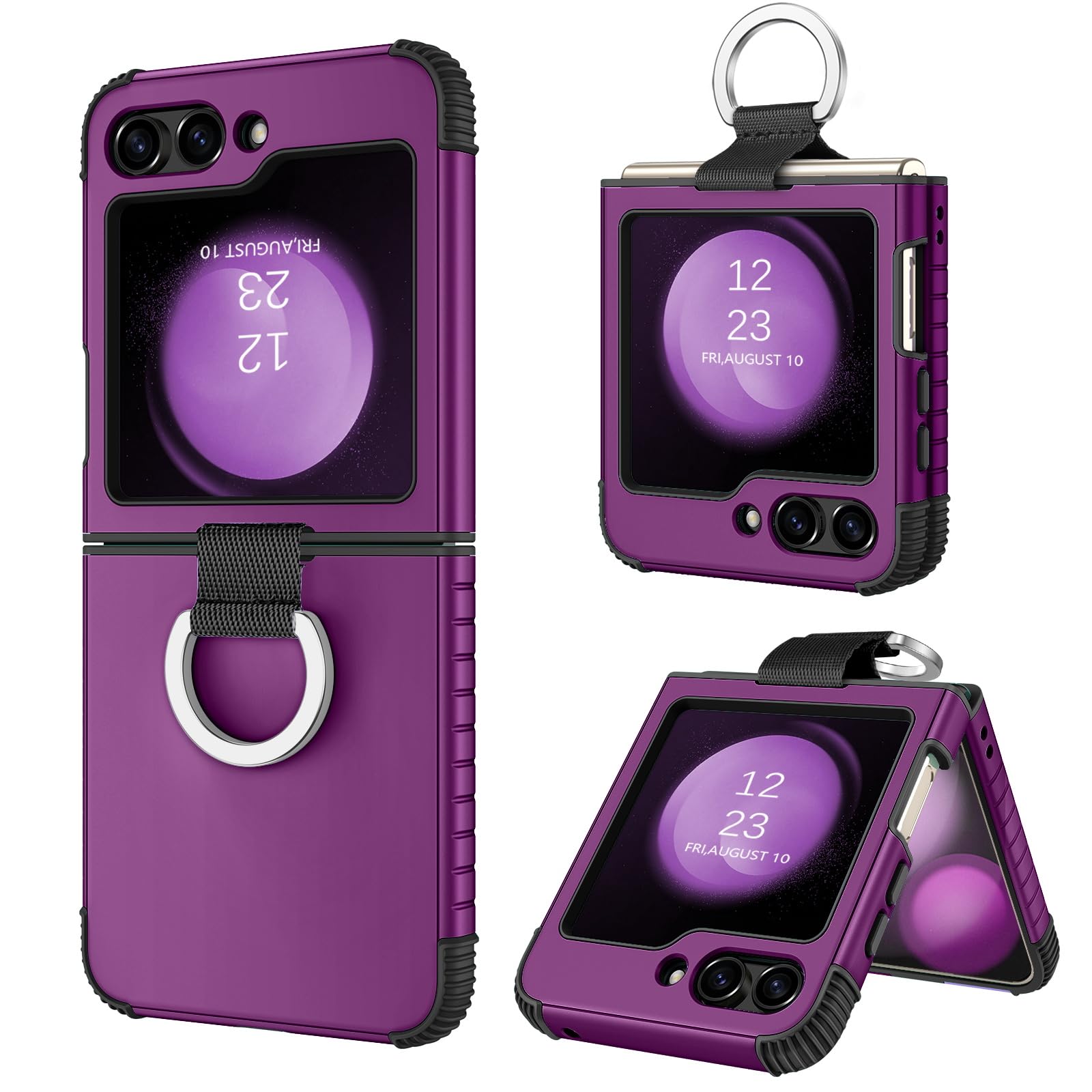 GaoBao for Samsung Galaxy Z Flip 5 Case, Heavy Duty 2 in 1 Full Body Rugged Shockproof Protective Women Girls Men Boys Case Cover for Galaxy Z Flip5 5G 6.7" 2023, Purple