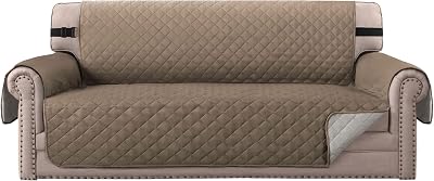 BellaHills Water Resistant 3 Seater Sofa Cover Taupe Beige Reversible