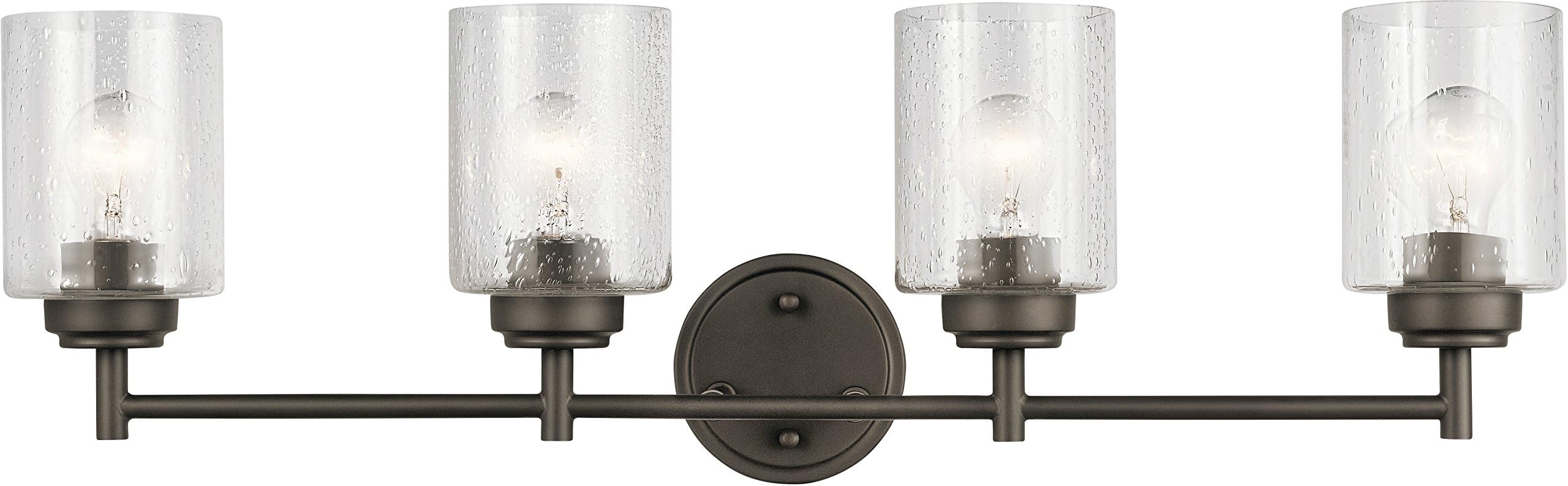KichlerWinslow 30" Vanity Light in Olde Bronze®, 4-Light Transitional Bathroom Light with Clear Seeded Glass. (30" W x 9.25" H), 45887OZ