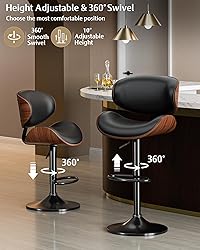 Aowos Bar Stools Set of 2, Adjustable Swivel