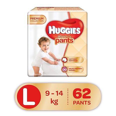 Huggies Ultra Soft Pants Diapers, Large (Pack of 62)