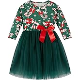 Csbks Toddler Girls Christmas Tutu Dress Multi-Layers Tulle Long Sleeve Princess Dress