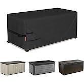 Porch Shield Patio Deck Box Storage Cover - 600D Outdoor Waterproof Cover for 150-230 Gallon Box Tear Resistant Rectangular Fire Pit Table Covers 62 x 29 x 28inch Black