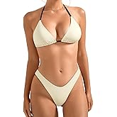 SUUKSESS Women Halter String Two Piece Bikini Sets Reversible Thong Swimsuit