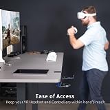 VIVO Clamp-on VR Headset Stand Desk Mount Metal Display Holder w/ Controller view 8