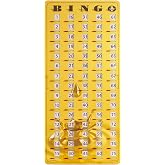 MR CHIPS Large 14.75" L x 6.75" W Jam-Proof Finger Tip Bingo Master Board Card with Large 3/4" Sliding Windows, Thick 5 Ply Cardboard, Gold Rush Style, Perfect for Tracking Bingo Games