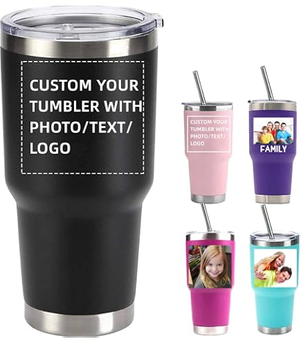Amazon.com: Personalized Custom Tumblers - Laser Engraved - Insulated Cups  (12oz Coffee Mug, Black) : Home & Kitchen