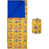 Wildkin Kids Sleeping Bag – Roll-Up Design with Storage Bag for School, Travel & Camping - Under Construction