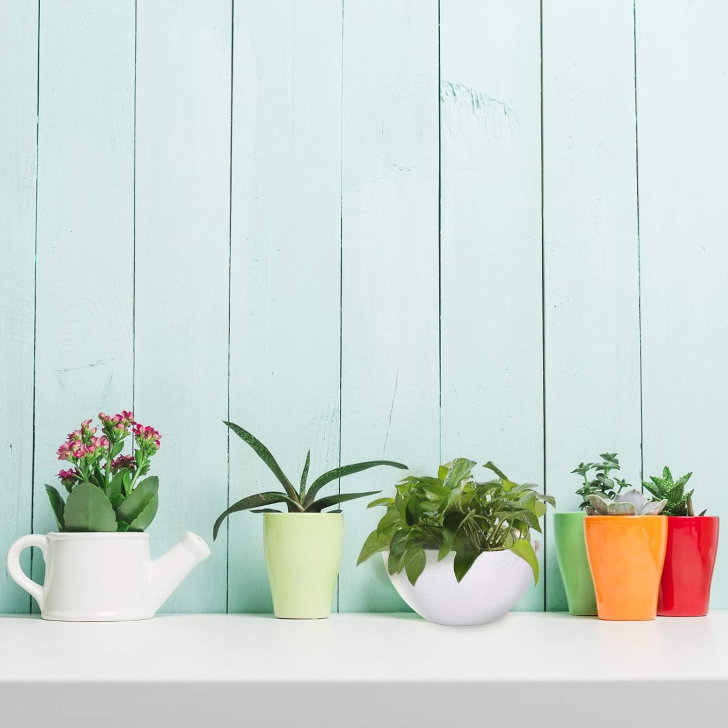 JERIA 4-Pack 10 Inch Hanging Planter Basket for Outdoor Indoor Plants, Flower Plant Pot with Drain Holes (Speckled White): Kitchen & Dining
