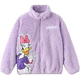 Disney Girl/Boy Fleece Jacket Full Zip Sherpa Fuzzy Warm Winter Coat 2-13Y | Officially Licensed: Marvel Stitch Minnie Frozen Princess Cars, Stand Collar, Soft &amp; Warm Fabric, Durable Zipper, Bold Print