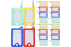 ELAYARD Writable Plastic Key Tags 20Pcs with Rings for Travel Luggage and Office Key Identification