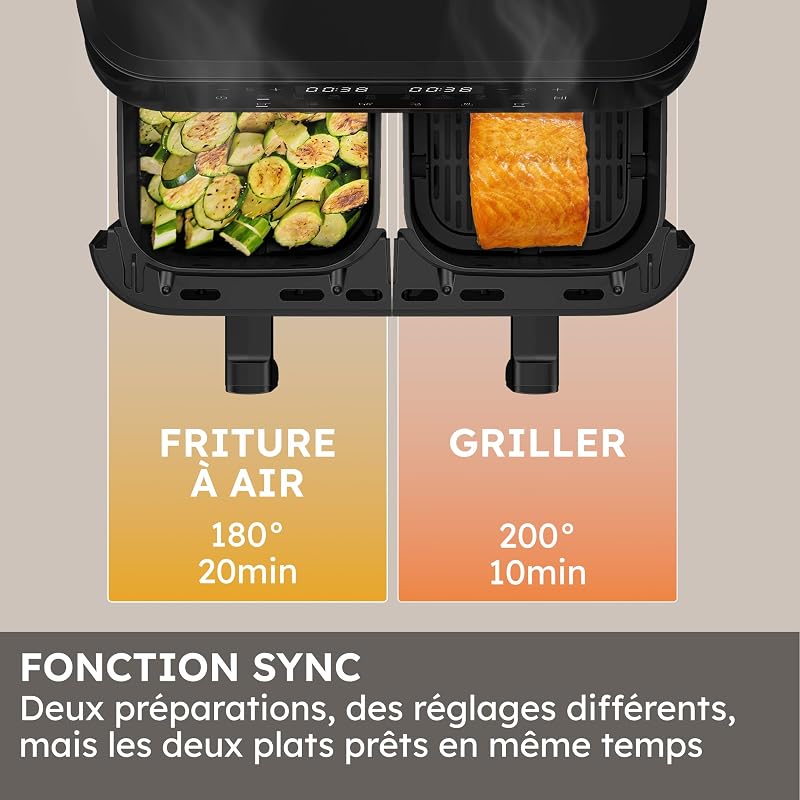 Air Fryer Double Tiroir | 11L Grande Capacité | 8 Fonctions