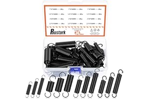 Rustark 36Pcs 12 Sizes Black Extension Springs Assortment Kit Extended Spring Small Dual Hook Tension Spring Mechanical Sprin