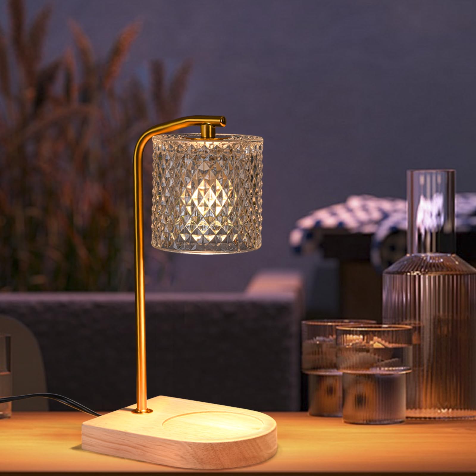 Photo 1 of Small Bedside Table Lamp for Bedroom: Glass Shade Bedside Lamps for Nightstand, Dimmable Night Stand Light Lamp with Timer for Living Room, Dorm, Home Office Decor (1*LED Bulb Included)