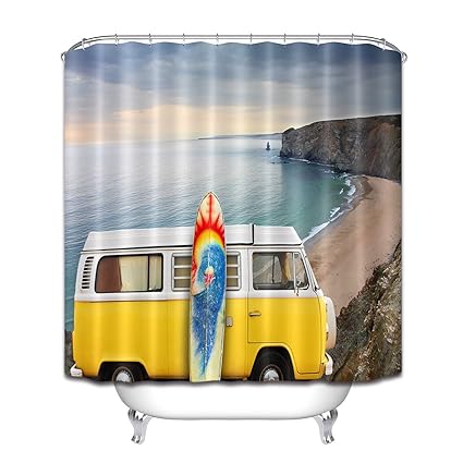 Amazon Com Lb Rv Surf Board Coast Seaside Shower Curtains For