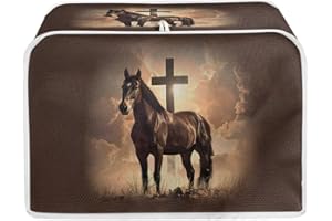 Talayituse Horse Cross Print 4 Slice Toaster Cover Kitchen Small Appliance Dust Cover Bread Toaster Oven Cloth Cover Organizer Bag Dust & Fingerprint Protection, M