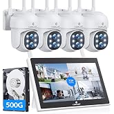 Camcamp Wireless Security Camera System with Monitor, PTZ Plug-in Outdoor | 10" LCD Screen, Dual Lens 10X Zoom, Plug-In Power for True 24/7 Record, Auto Tracking, 355&deg; PTZ, 2K Night Vision, 500GB