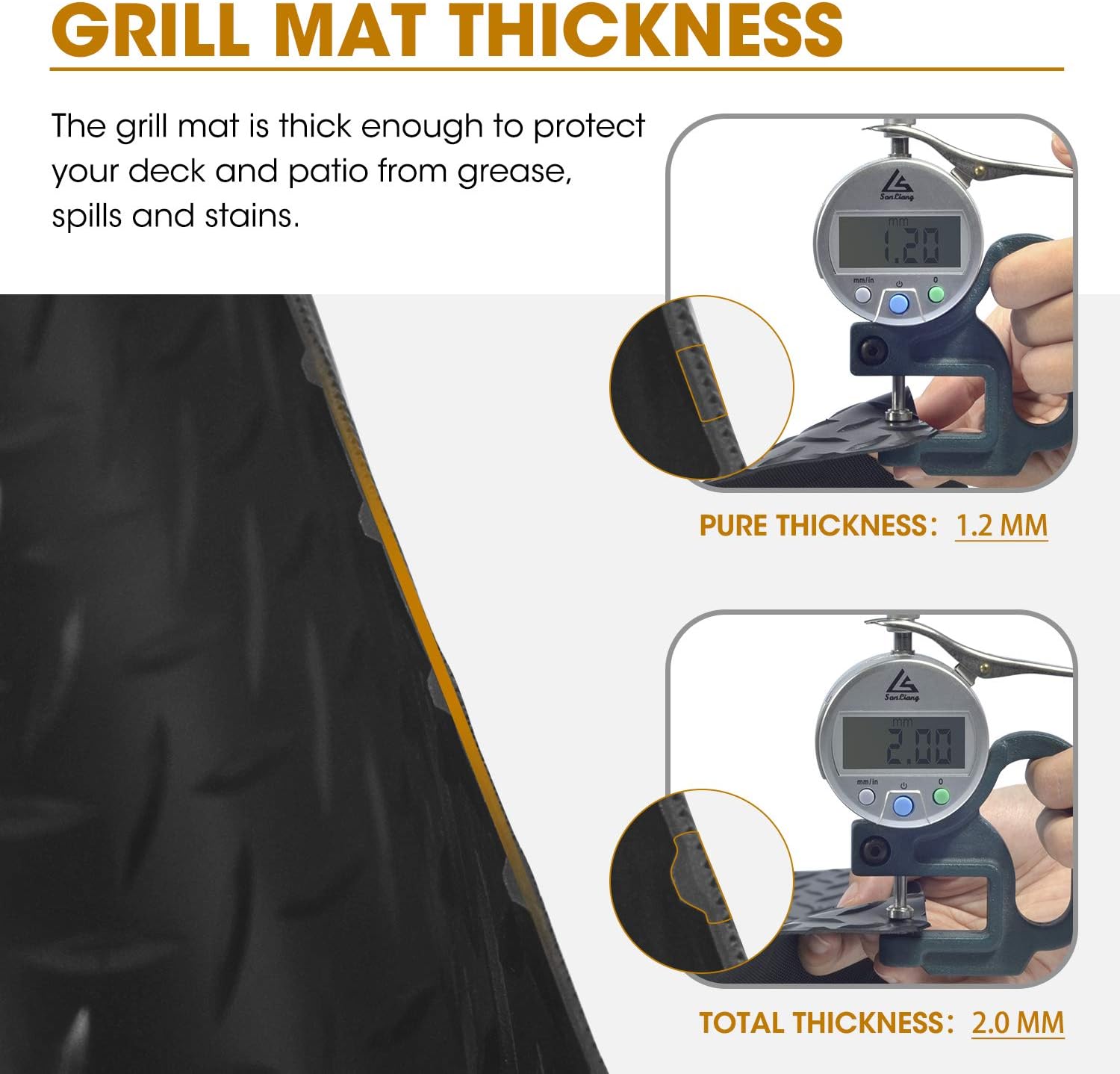 Mardili Gas Grill Mat Floor Protection for Backyard Outdoor, Deck & Patio, Black (120 * 75cm), 120cm*75cm - Image 4