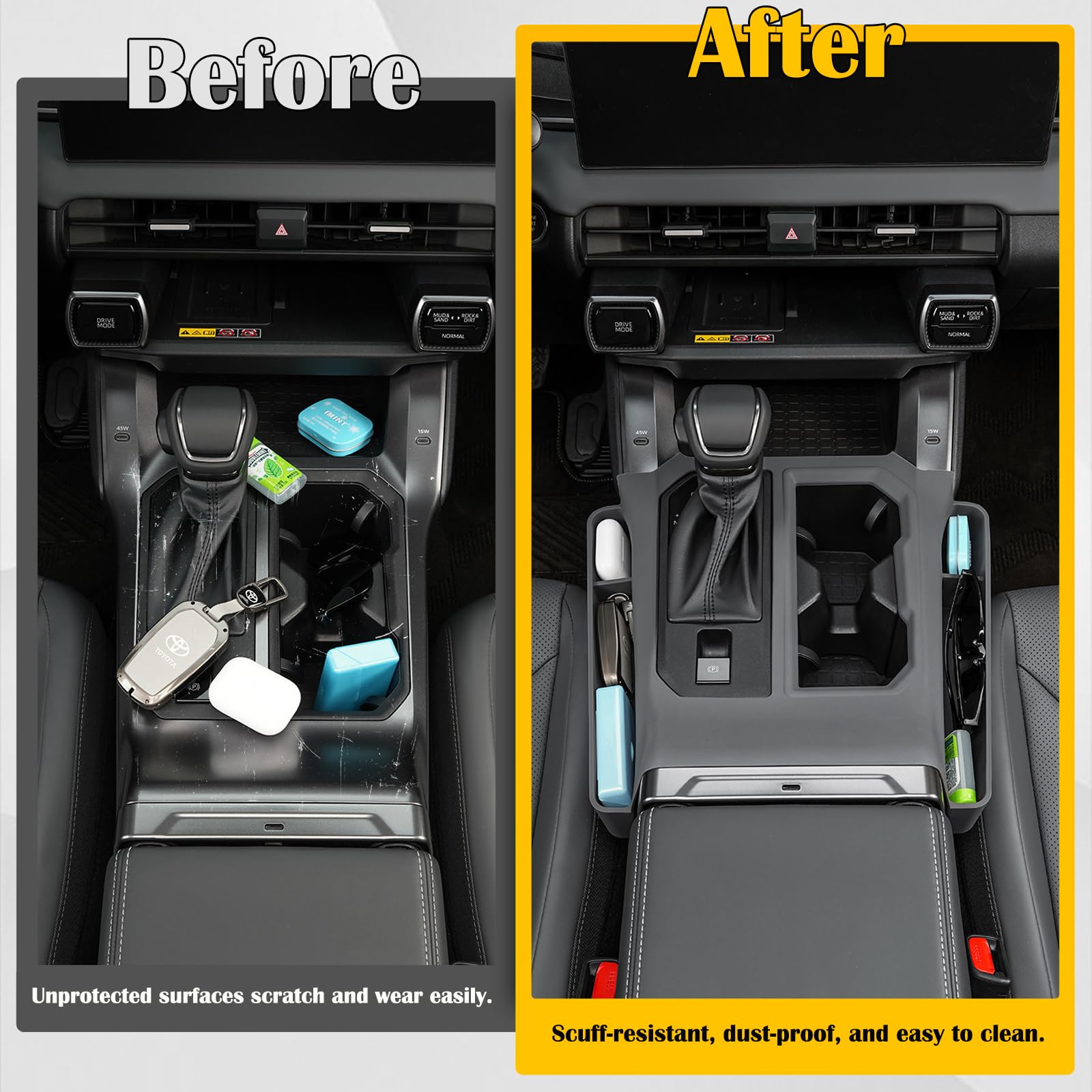 Condition photo showing New/Like New for yursenjie console silicone storage box insert compatible with toyota 2026 rav 4 xse gr sport hybrid
