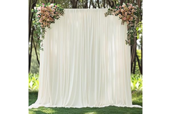 10x10ft Wrinkle Free Ivory Backdrop Curtain for Parties Soft Fabric Drapes Wedding Ivory Curtain Backdrop for Birthday Party Decorations Background for Photography 5x10ft,2 Panels
